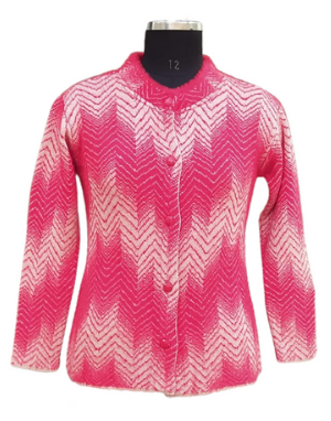 Women Cardigan Pink zik zak design